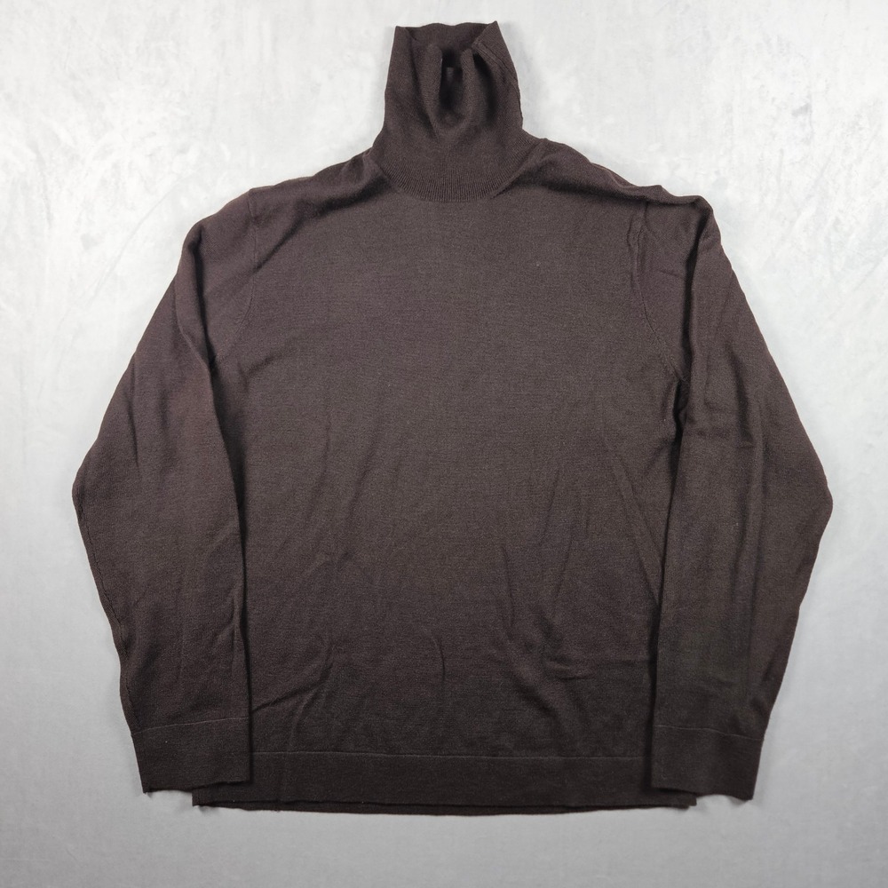 Vintage J.Crew Turtleneck Sweater Mens LT Brown 100% Merino Wool Y2K Roll Neck